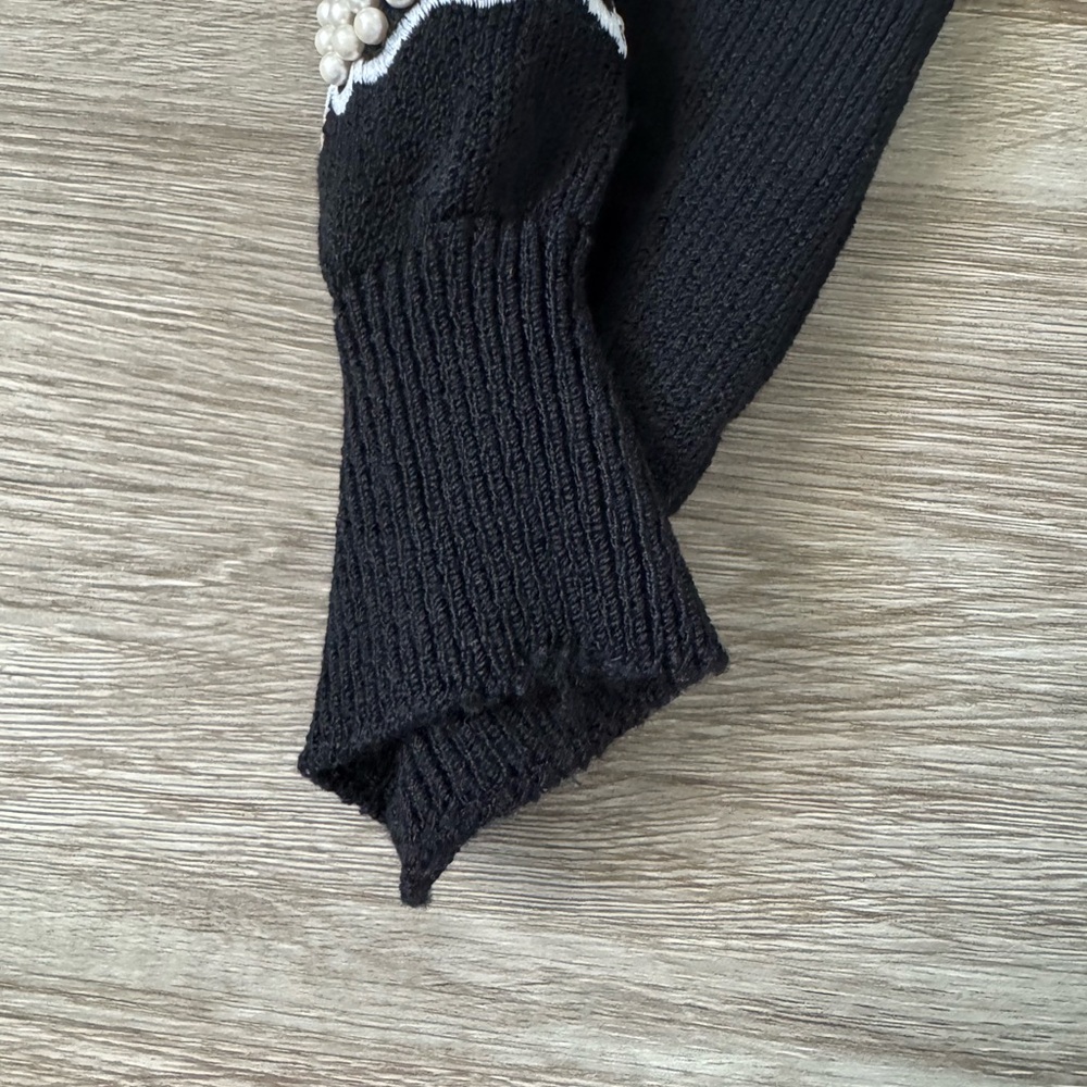 ST. JOHN Sportswear beaded black santana knit mock neck sweater medium M - Picture 9 of 9